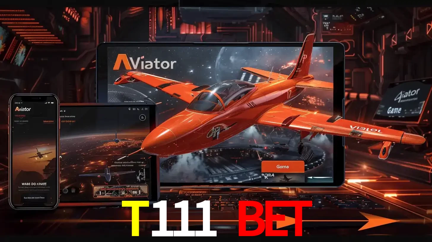 Apresentação tecnológica do jogo Aviator com um avião saindo da tela de um tablet, demonstrando a experiência imersiva em múltiplos dispositivos no T111 bet.