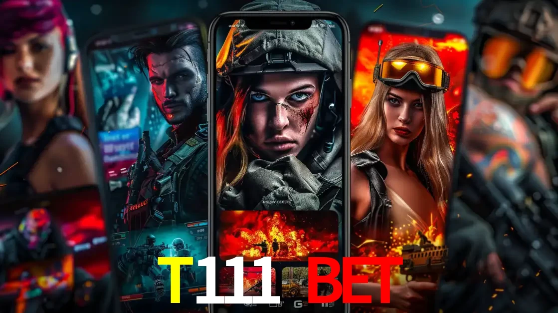 Montagem de telas de celular mostrando diversos personagens, masculinos e femininos, de um jogo de tiro, ilustrando a diversidade de equipes de e-sports para apostar no T111 bet.