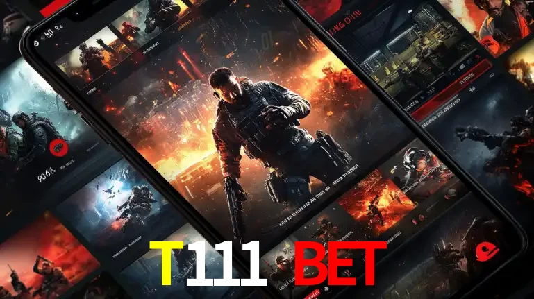 Tela de um celular exibindo uma galeria de jogos de tiro com temática militar, mostrando a variedade de e-sports disponíveis para apostas na plataforma de entretenimento T111 bet.