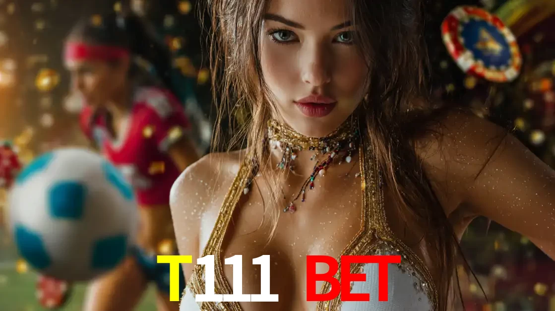 Mulher elegante representando a combinação de glamour e emoção das apostas esportivas, com uma jogadora de futebol ao fundo, destacando a ação no T111 bet.