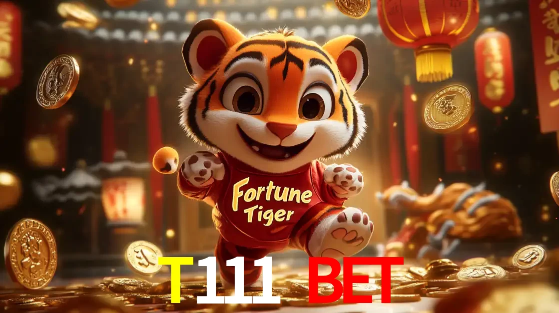O alegre personagem do Fortune Tiger correndo sobre um caminho de moedas de ouro, simbolizando os grandes prêmios e a diversão do popular jogo de slot do T111 bet.