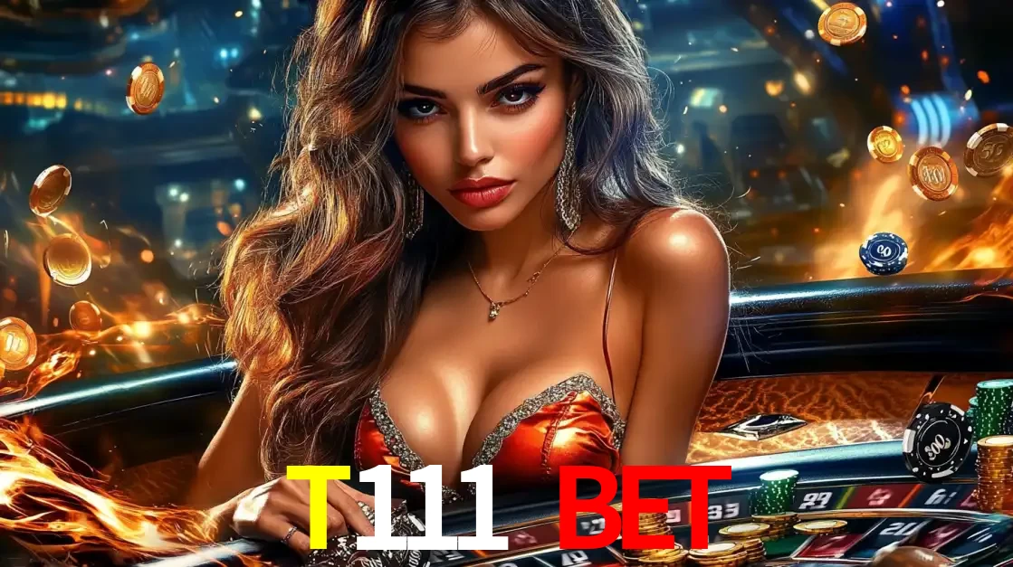 Mulher glamourosa em uma mesa de roleta com um fundo de chamas e moedas voadoras, pronta para fazer sua aposta e ganhar grandes prêmios no cassino ao vivo T111 bet.